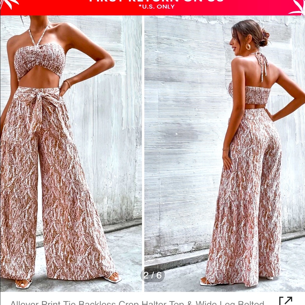 Brand new only worn once shein tropical 2 piece set